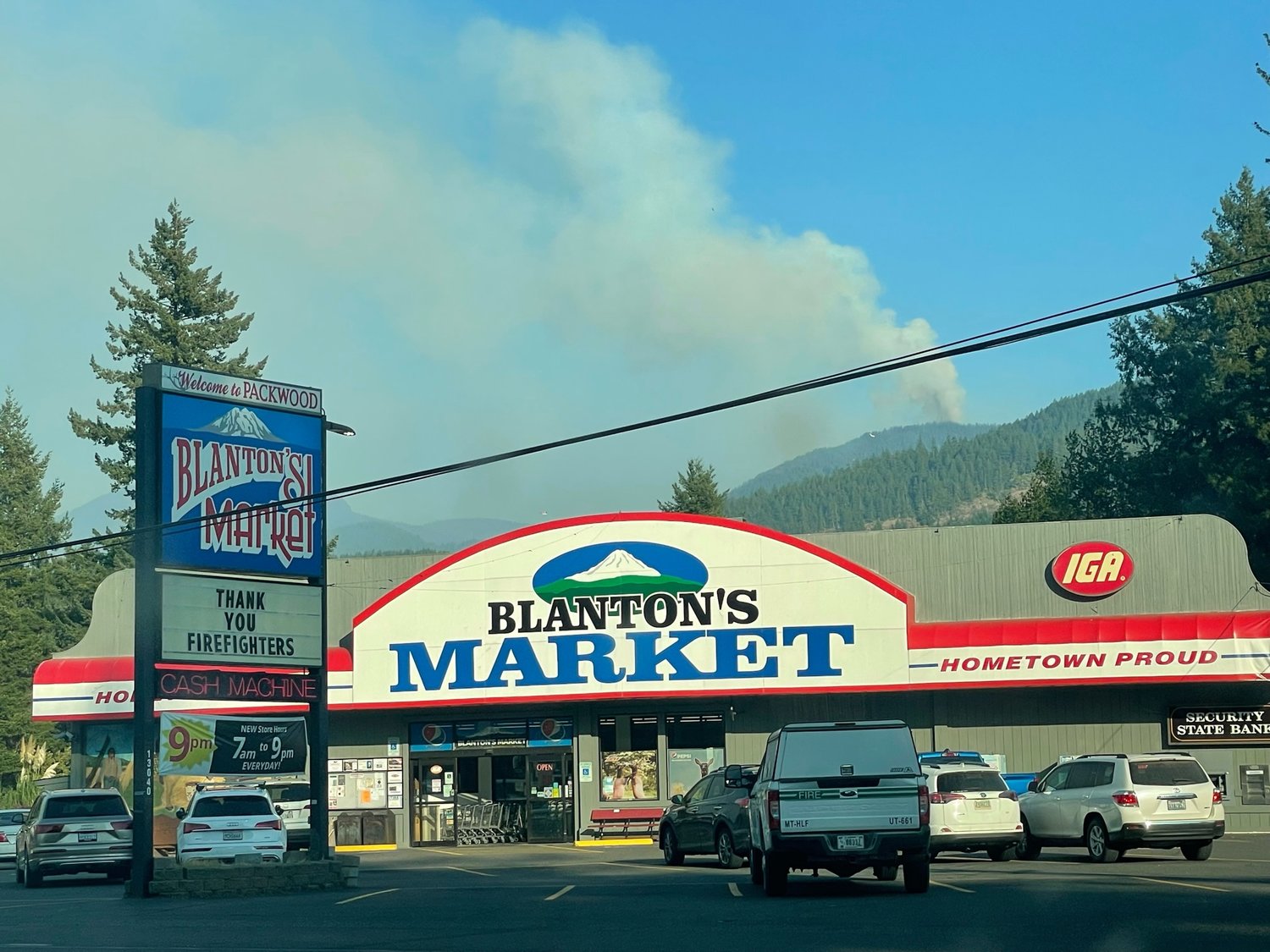 Larry Wetzel provided this photo of smoke from the Goat Rocks Fire as seen from Packwood Saturday.